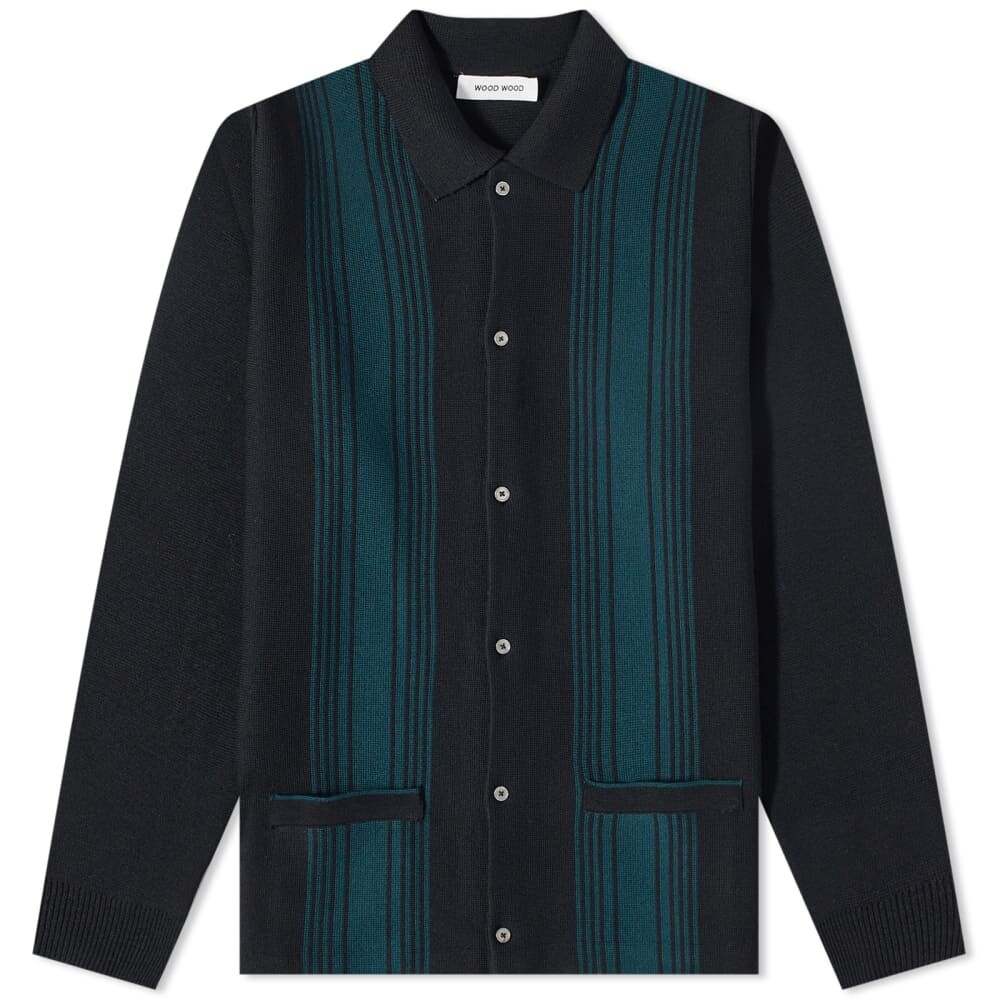 

Джемпер Wood Wood Chester Stripe Cardigan, Черный