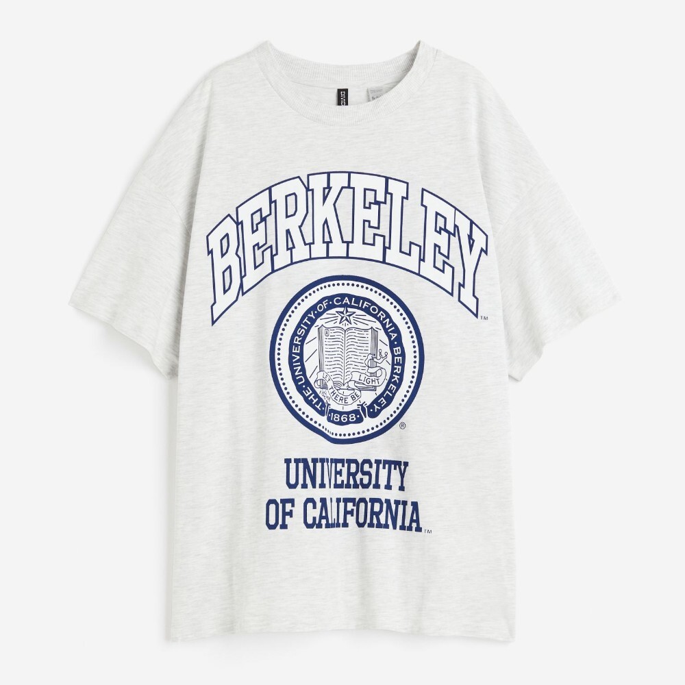

Футболка H&M Oversized Printed Berkeley University, серый
