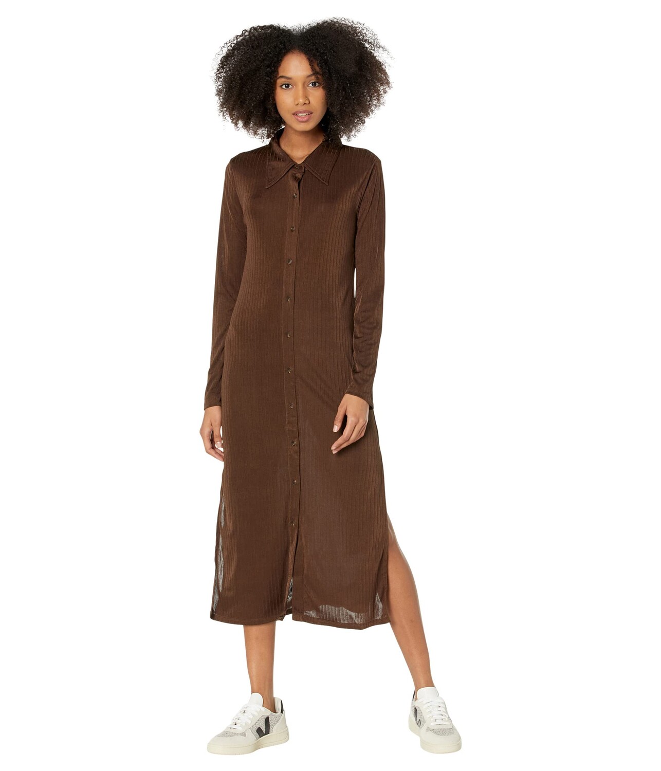 

Платье line and dot, Camilla Button Front Knit Ribbed Shirtdress