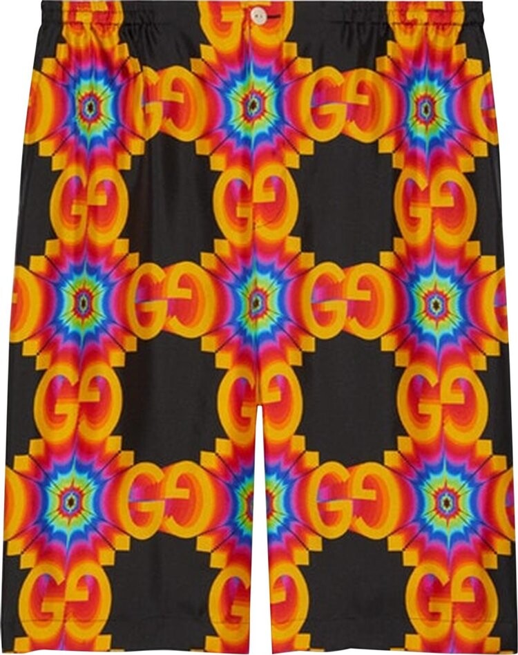 

Шорты Gucci GG Kaleidoscope Silk Shorts Black/Orange, черный