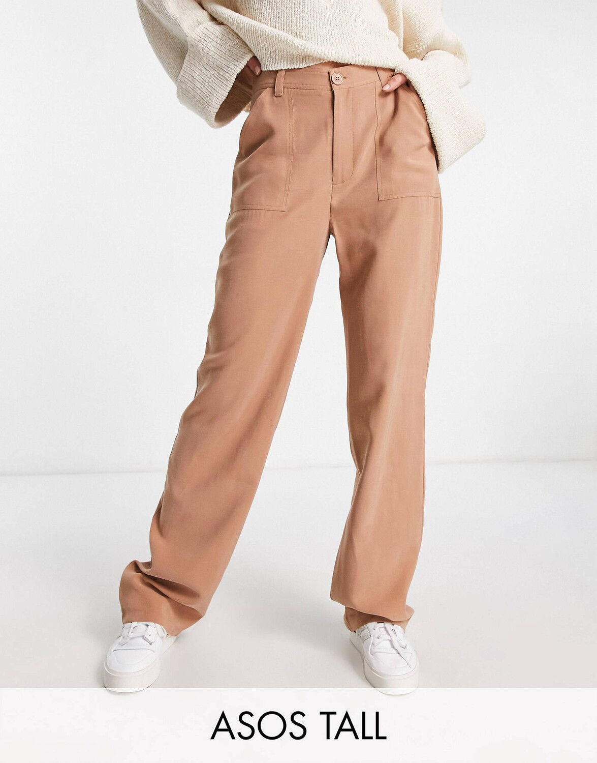 

Светло-коричневые узкие брюки ASOS DESIGN Tall, Коричневый