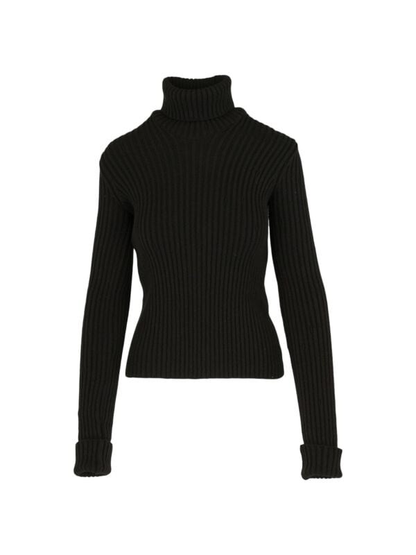 

Свитер Bottega Veneta с воротником из смесовой шерсти в рубчик, черный