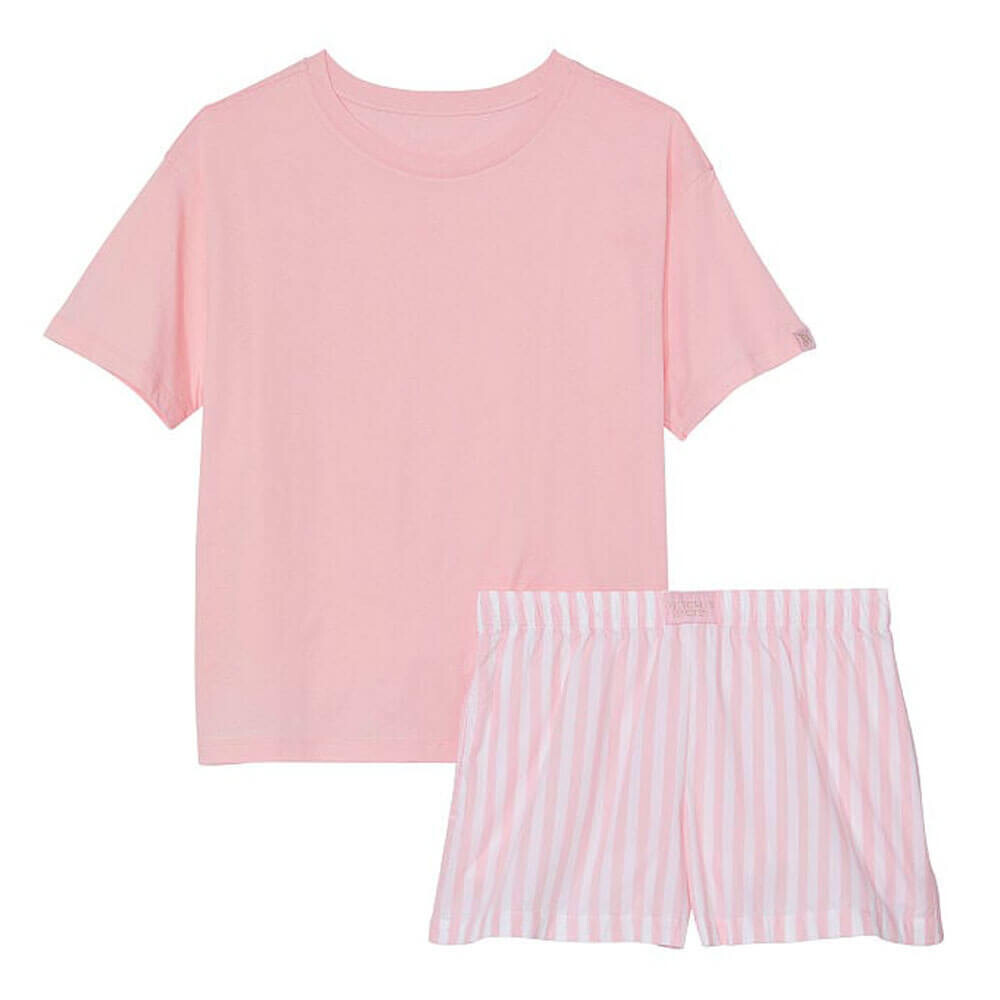 

Пижамный комплект Victoria's Secret Cotton Short Tee-jama, 2 предмета, розовый