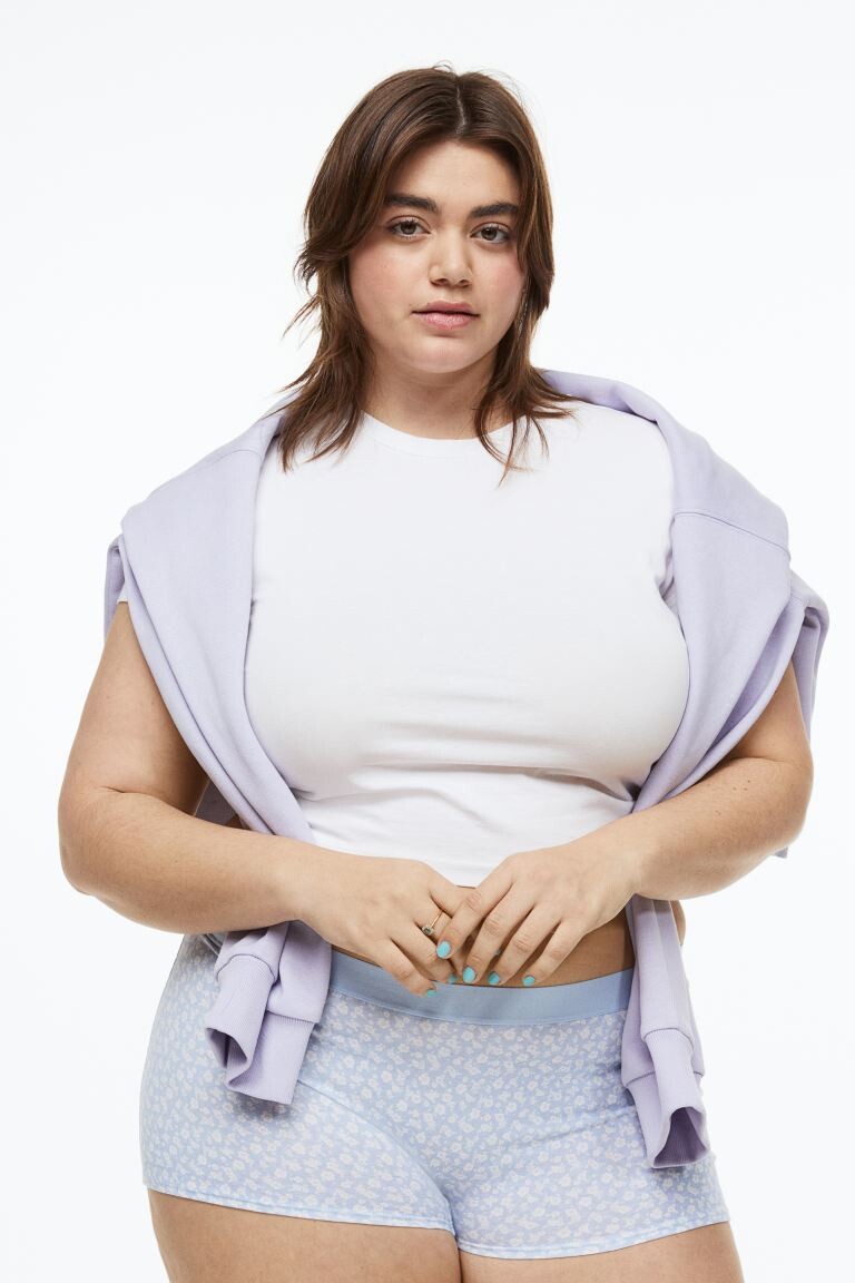 

H&M+ 3 пары хлопковых коротких трусов, голубой/цветочный