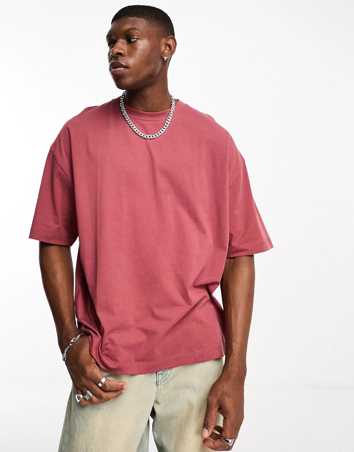 

Футболка Asos Design Oversized Red With Cartoon Back Print, светло-красный