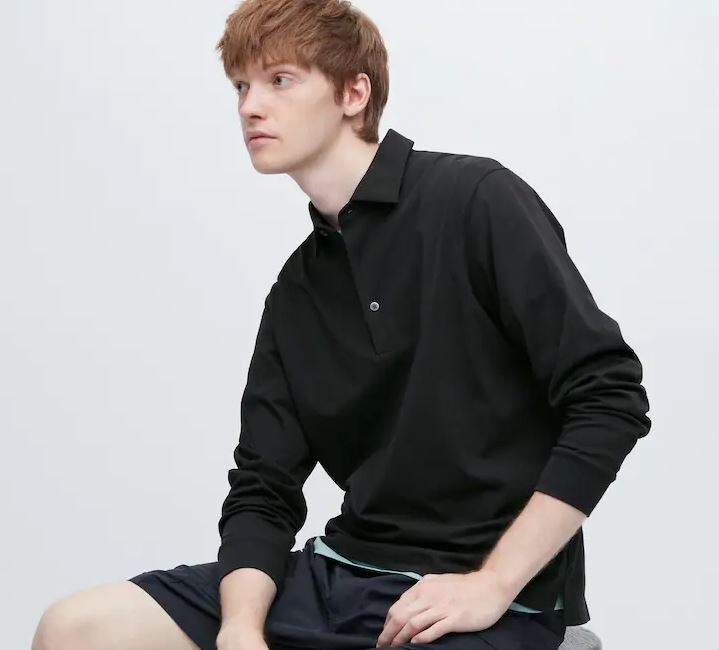 

Джемпер поло с длинным рукавом Uniqlo Airism Long Sleeve Polo, черный
