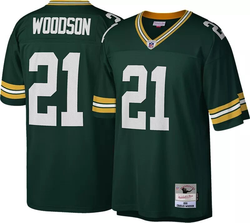 

Мужская джерси Green Bay Packers Charles Woodson # 21 Mitchell & Ness, зеленая джерси 2010 года