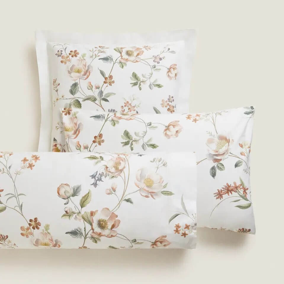 

Наволочка Zara Home Floral Print, белый