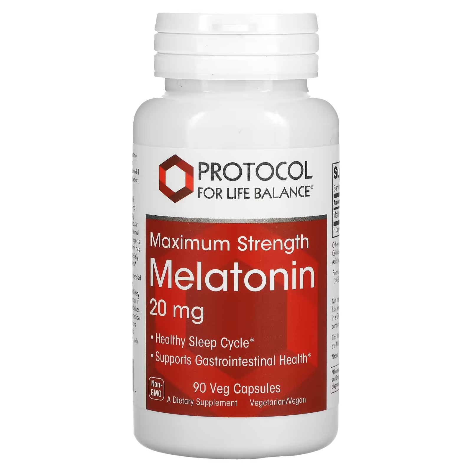 Protocol for Life Balance Мелатонин максимальная эффективность 20 мг, 90 растительных капсул