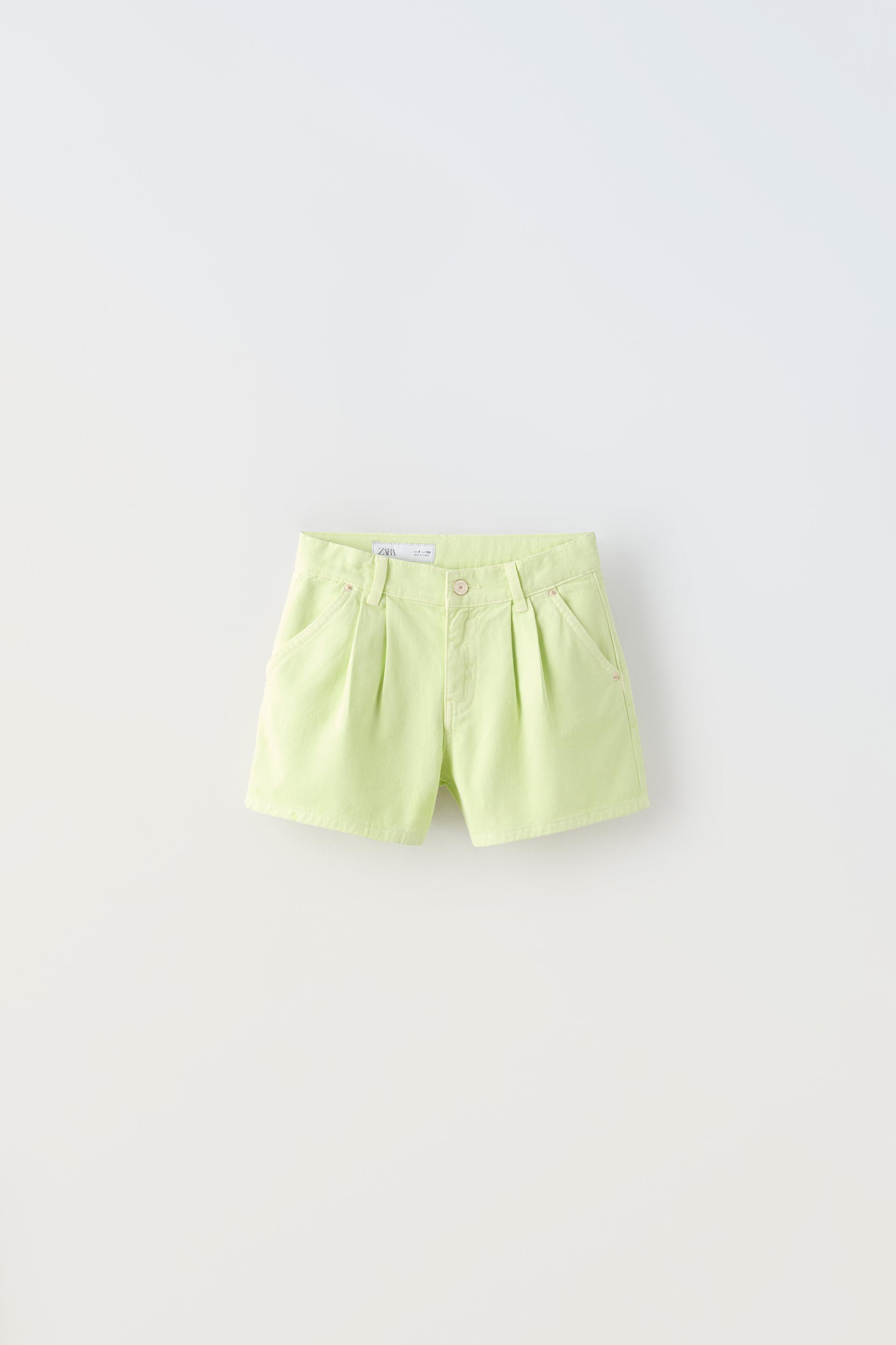 Шорты Zara Denim Bermuda, светло-зеленый юбка шорты zara crossover culottes светло зеленый