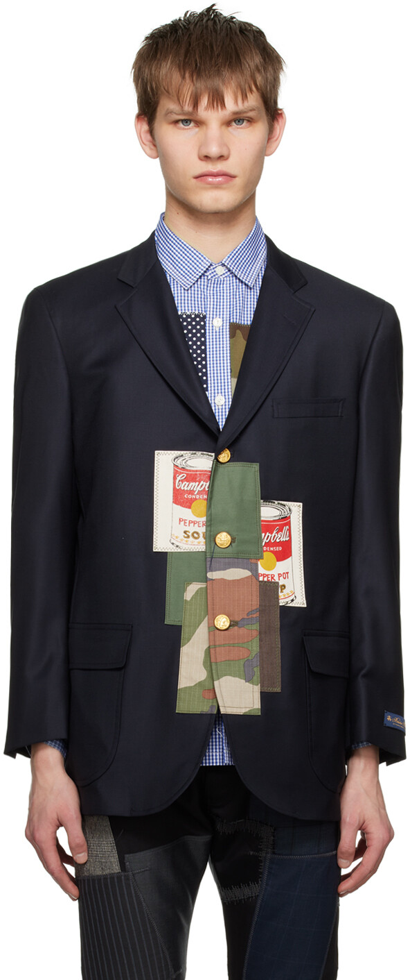

Темно-синий блейзер Brooks Brothers Edition с зубчатым краем Junya Watanabe