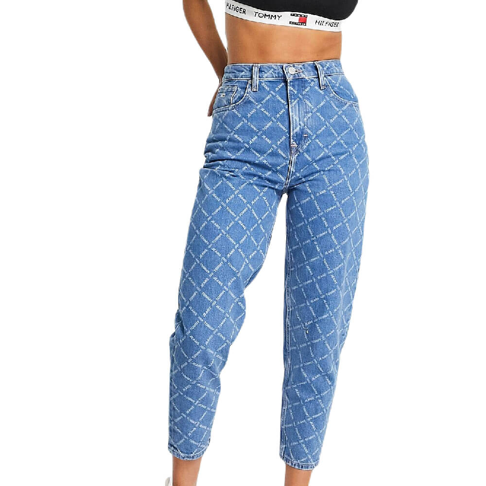 

Джинсы Tommy Jeans Co-ord tapered All over Logo Mom, синий