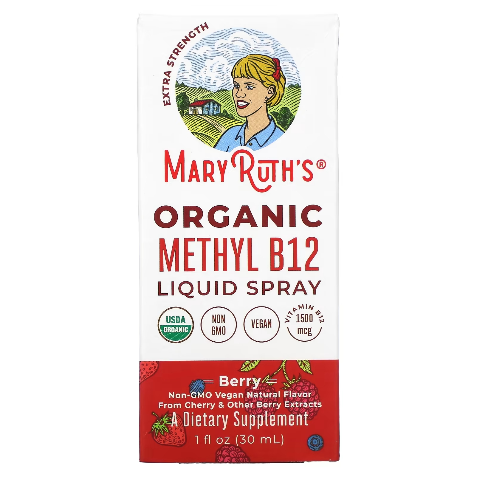 Жидкий Спрей с Органическим Метилом В12 MaryRuth Organics, ягоды