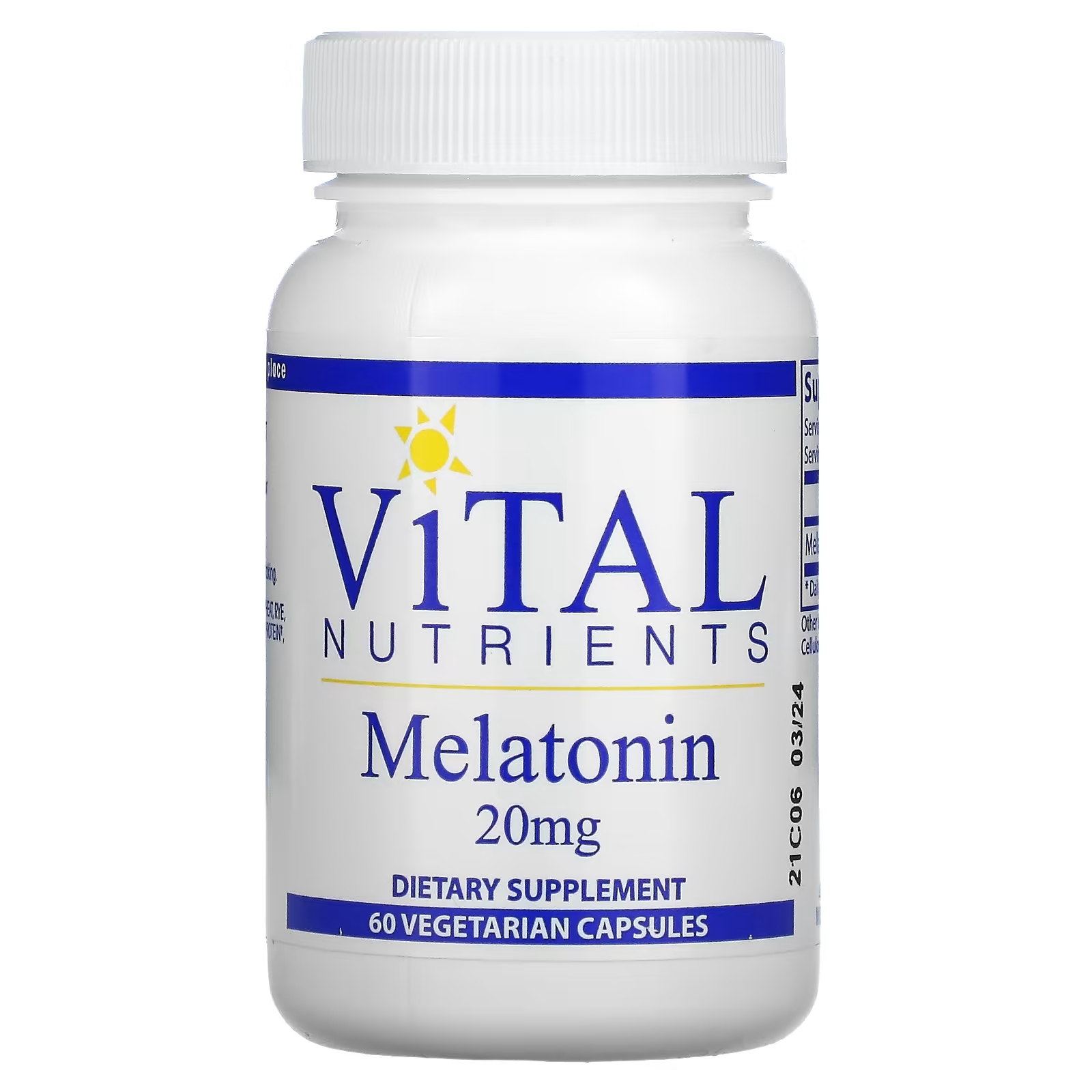 Vital Nutrients Мелатонин 20 мг, 60 вегетарианских капсул veglife vital teen витаминный комплекс для девочек 60 вегетарианских капсул