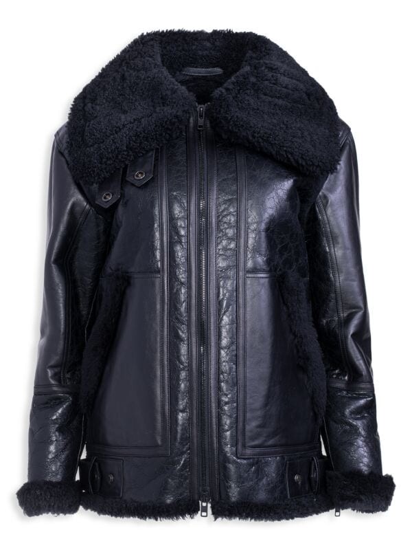 

Куртка на молнии из овечьей шерсти WOLFIE FURS Black, Коричневый
