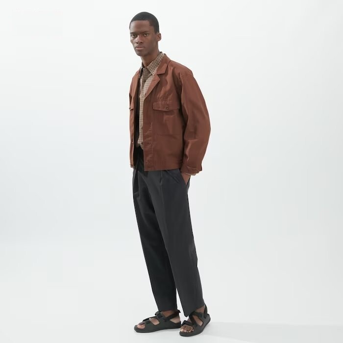 

Мужские широкие брюки Uniqlo U Wide Leg Pleated, чёрно-серый