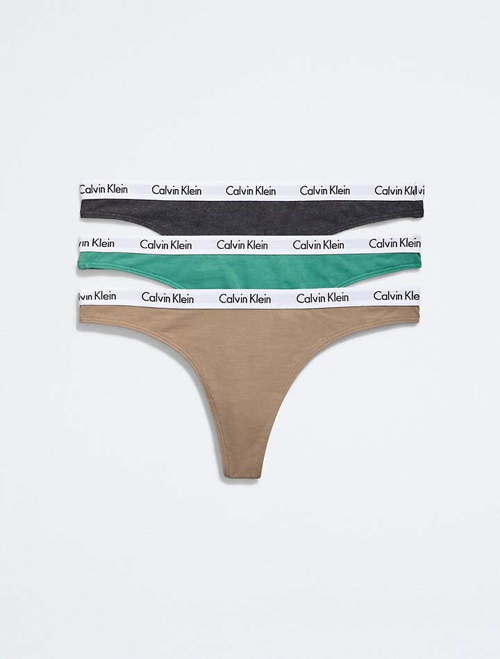

Комплект из 3 хлопковых стрингов с логотипом Carousel Calvin Klein, угольный