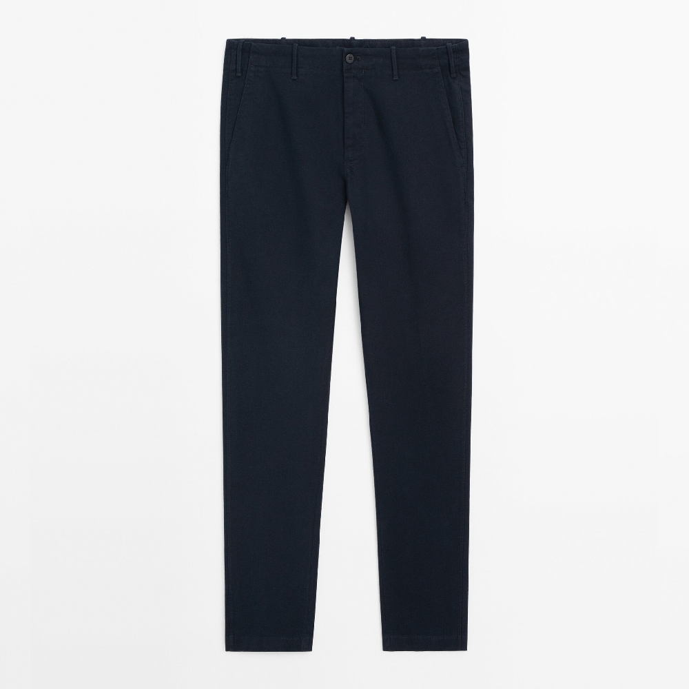 Брюки Massimo Dutti Micro Twill Tapered Fit Chino, темно-синий брюки gant twill regular fit chino синий