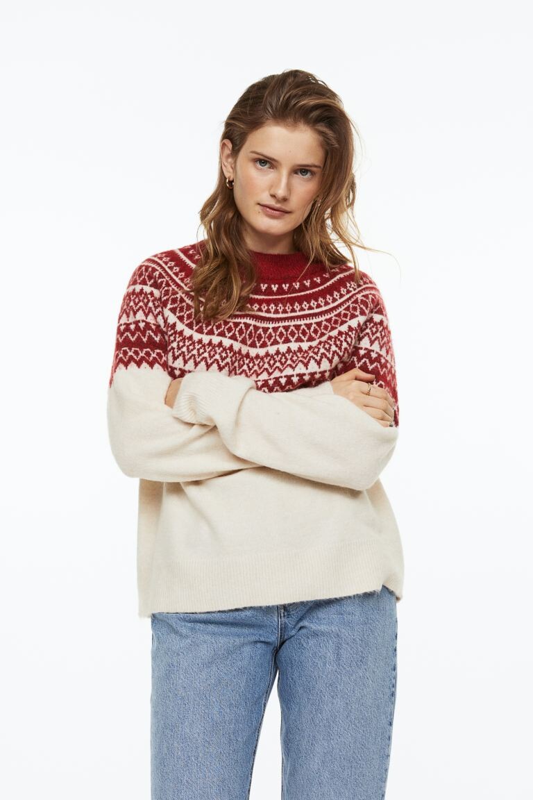 

Жаккардовый свитер H&M, красный/узор