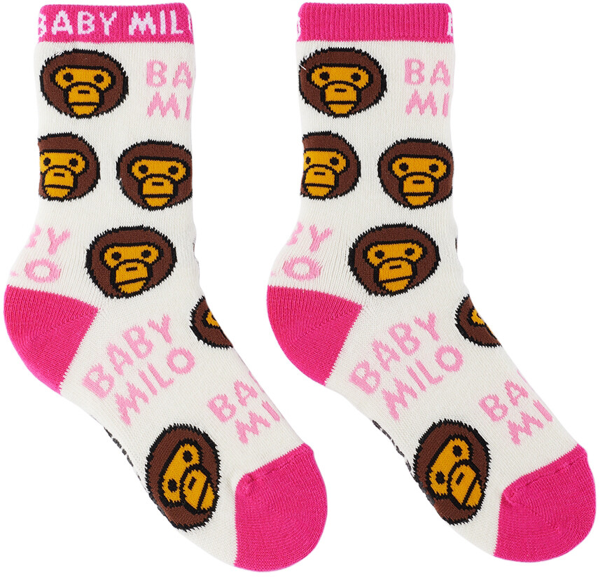 

Детские белые носки с узором Baby Milo BAPE