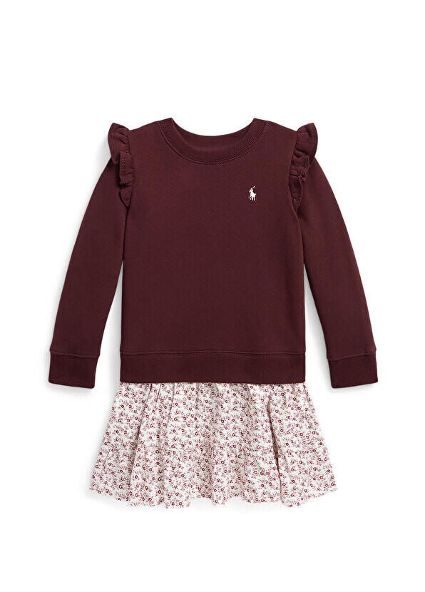 

Коричневое платье для девочки с украшенным логотипом Polo Ralph Lauren