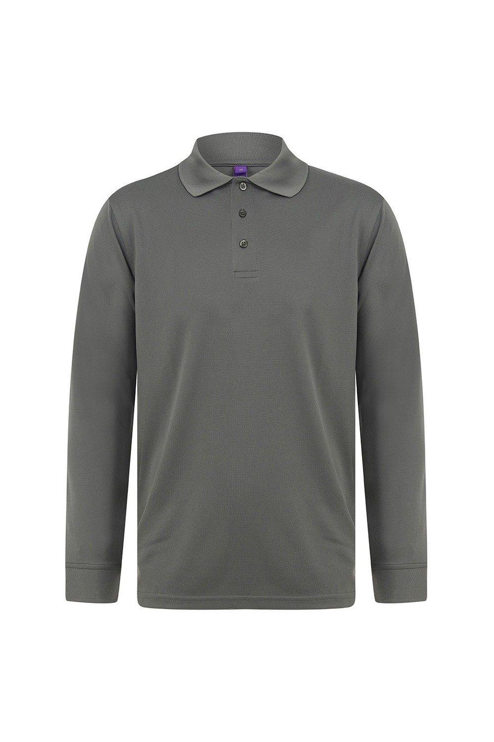 цена Влагоотводящая рубашка-поло с длинными рукавами Coolplus Henbury, серый