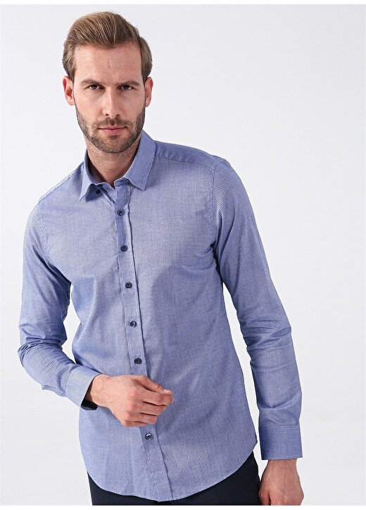 

Slim Fit темно-синяя мужская рубашка Altınyıldız Classic