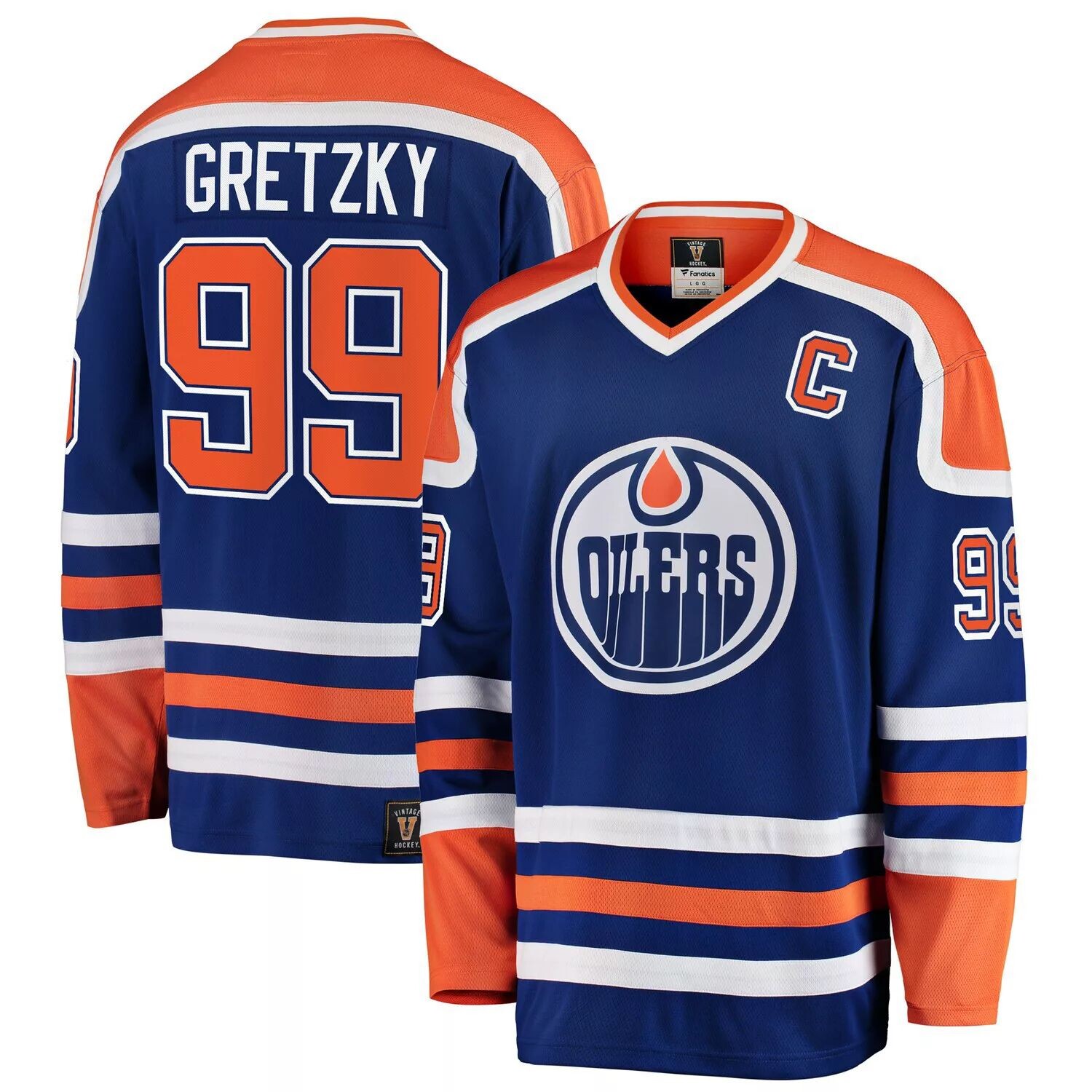 

Мужская футболка Fanatics с брендом Wayne Gretzky Blue Edmonton Oilers Premier отколовшегося игрока пенсионера