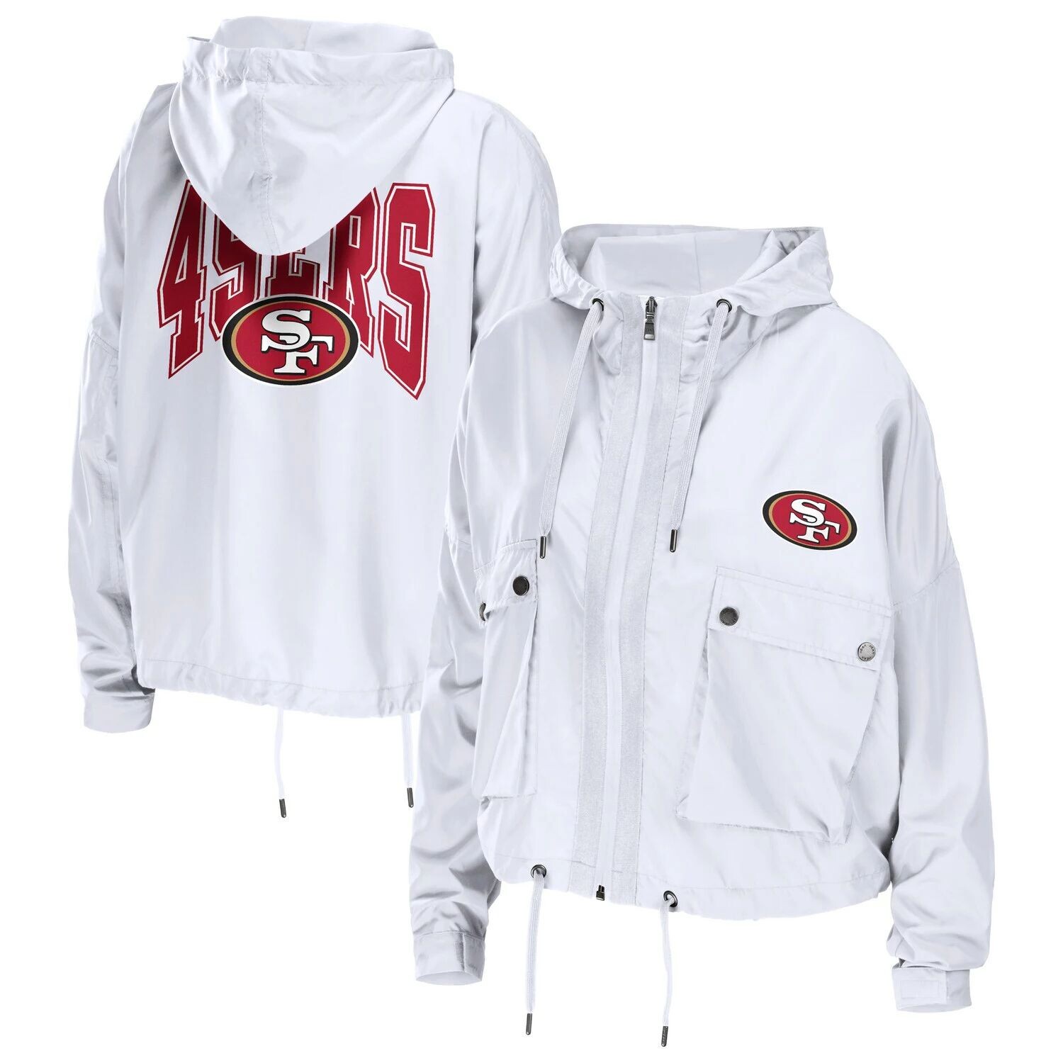 

Женская одежда WEAR by Erin Andrews Белая толстовка с молнией и логотипом San Francisco 49ers