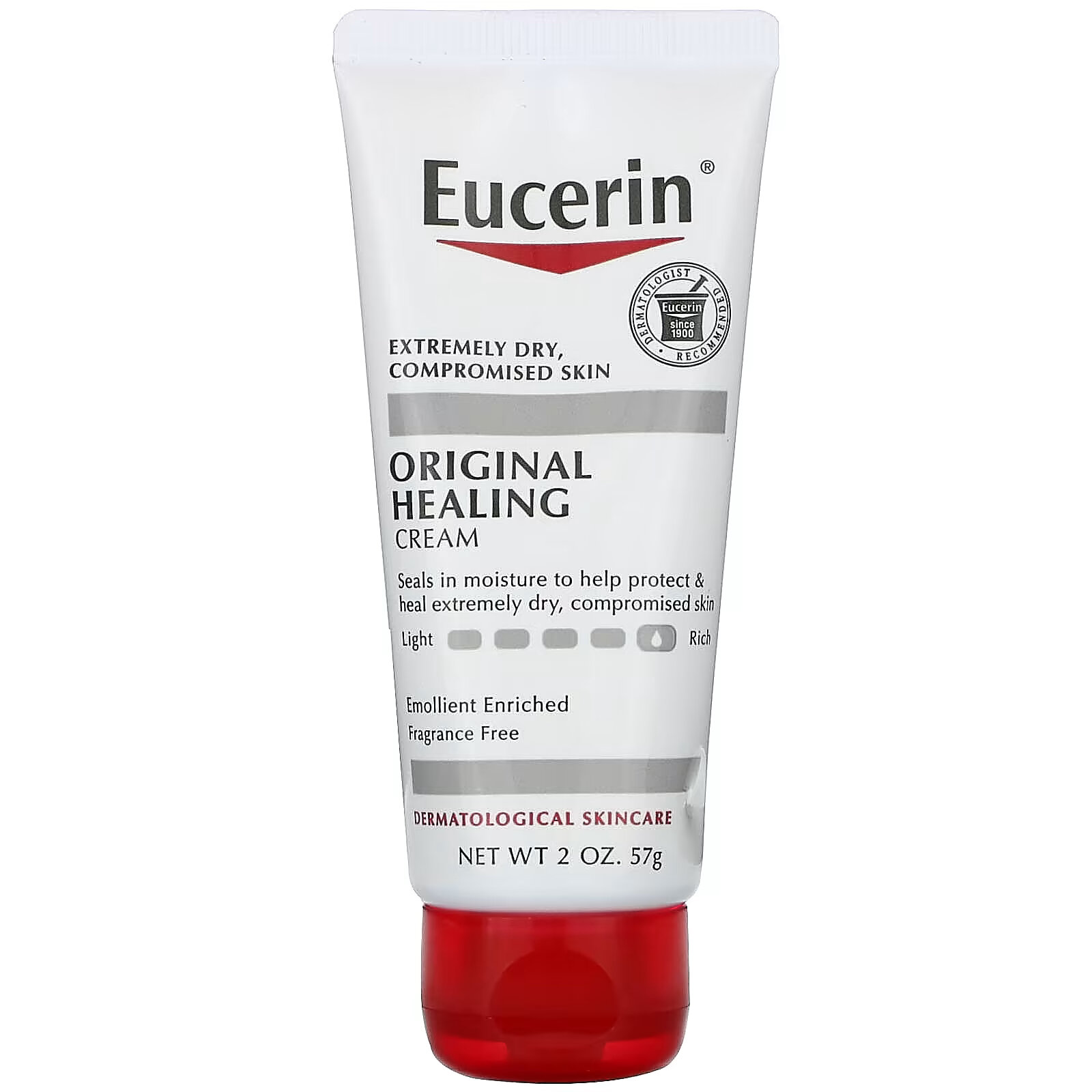 Eucerin, Original Healing, оригинальный заживляющий крем для очень сухой и чувствительной кожи, без отдушек, 57 г (2 унции) eucerin original healing lotion без отдушек 30 мл