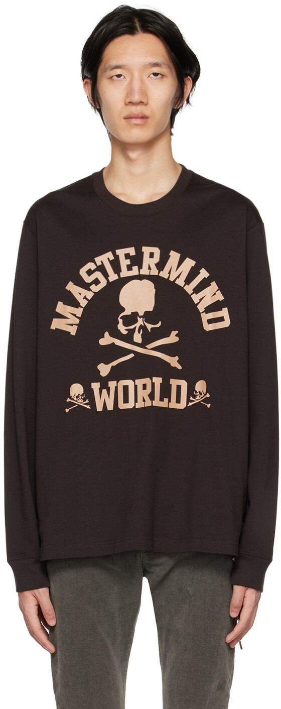 

Коричневая футболка с длинным рукавом College mastermind WORLD