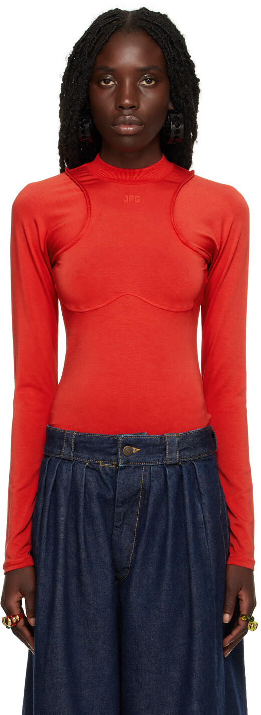 

Красная футболка с длинным рукавом Cyber ​​Armhole Jean Paul Gaultier, Красный