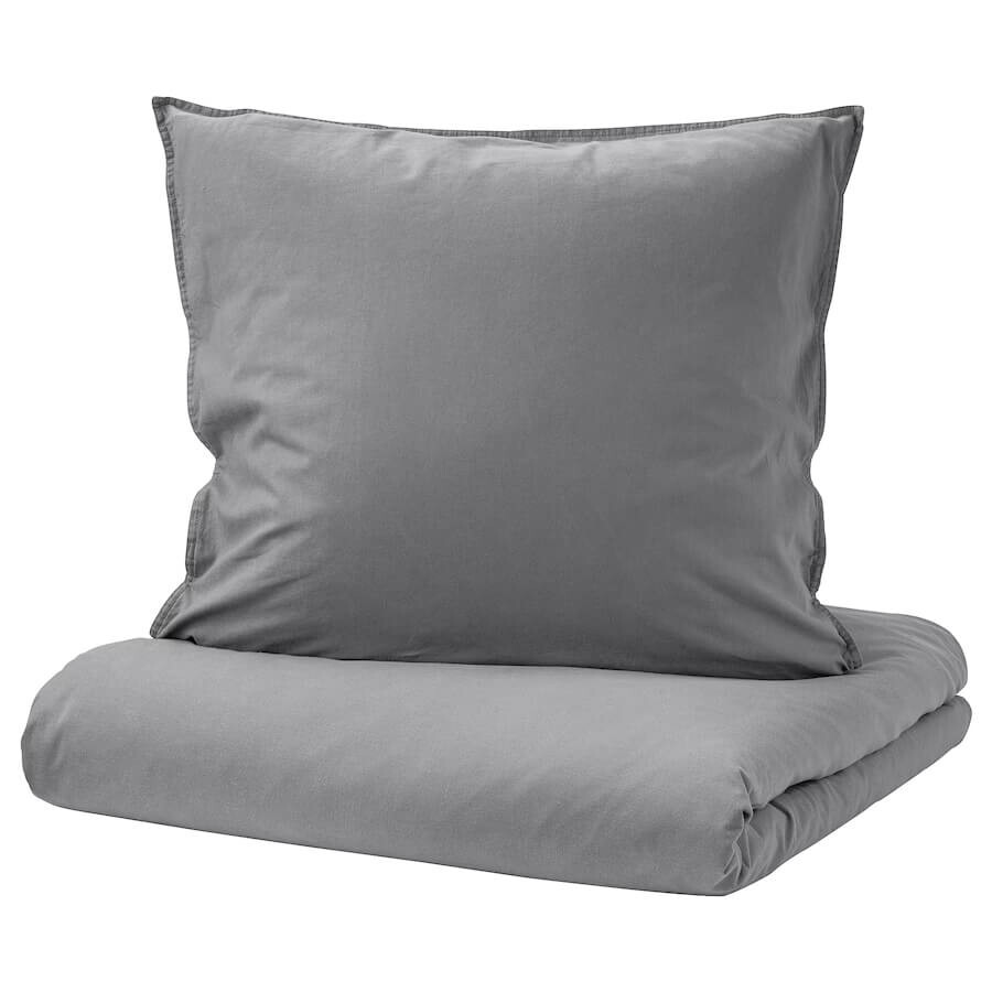 

Комплект постельного белья Ikea Angslilja, 2 предмета, 155x220/80x80 см, серый