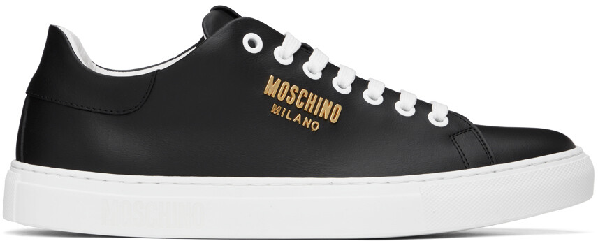

Черные кроссовки с фурнитурой и логотипом Moschino