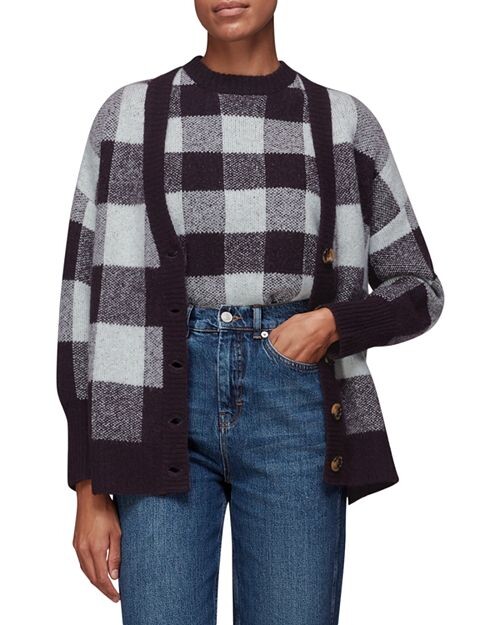

Свитер-кардиган в клетку Whistles, цвет Gray