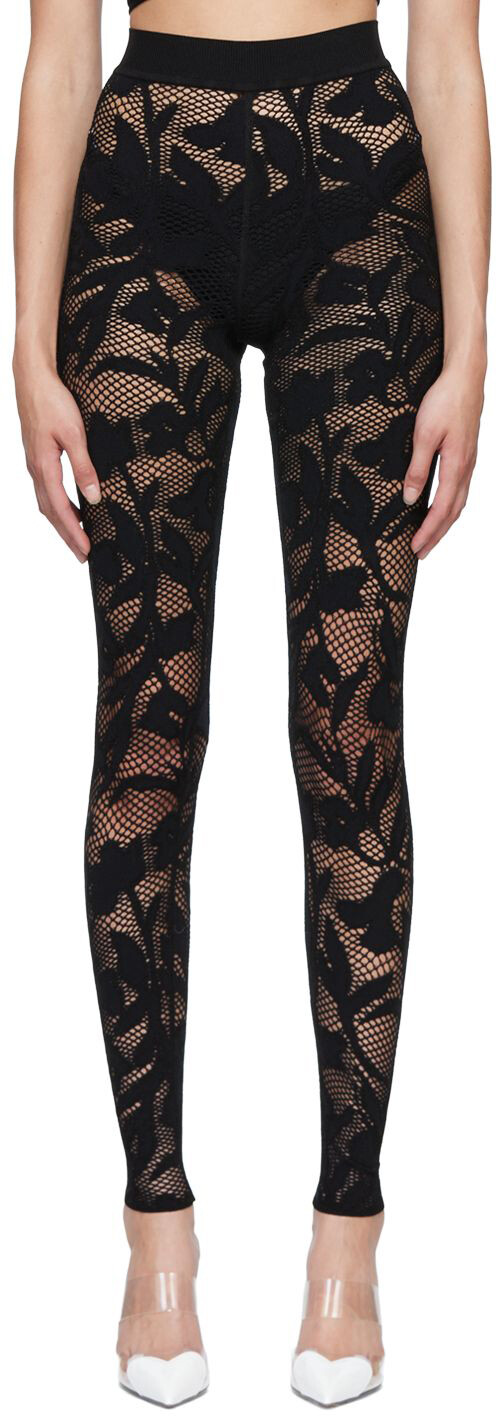 

Черные леггинсы с цветочным принтом ALAÏA