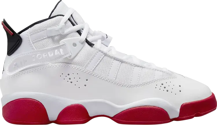 Кроссовки Jordan 6 Rings GS White University Red, белый кроссовки jordan 6 rings white black university red