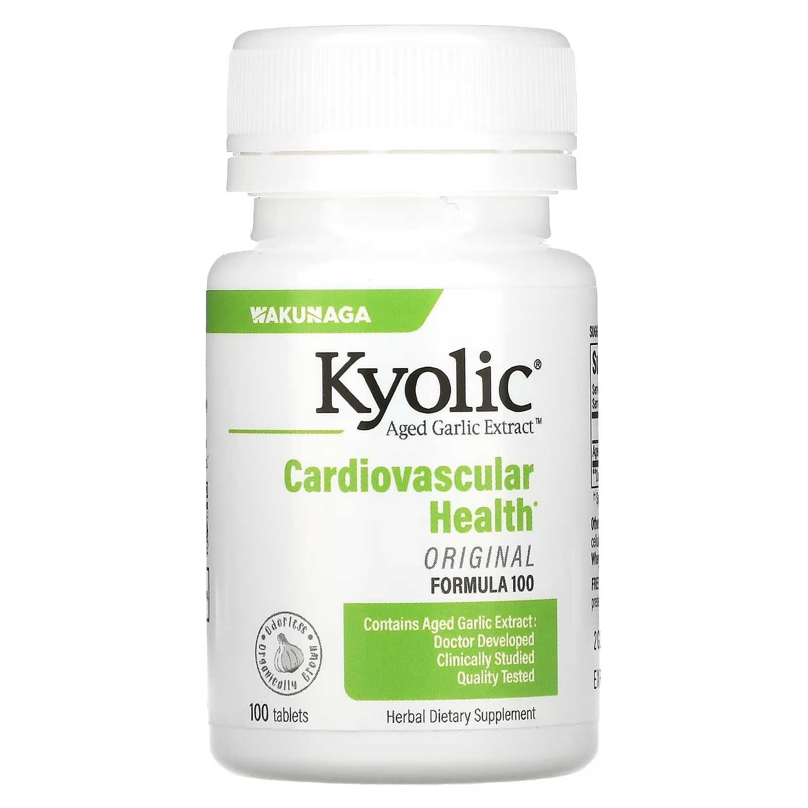Kyolic Экстракт выдержанного чеснока для сердечно-сосудистой системы Формула 100, 100 таблеток kyolic экстракт зрелого чеснока для сердечно сосудистой системы формула 100 300 капсул