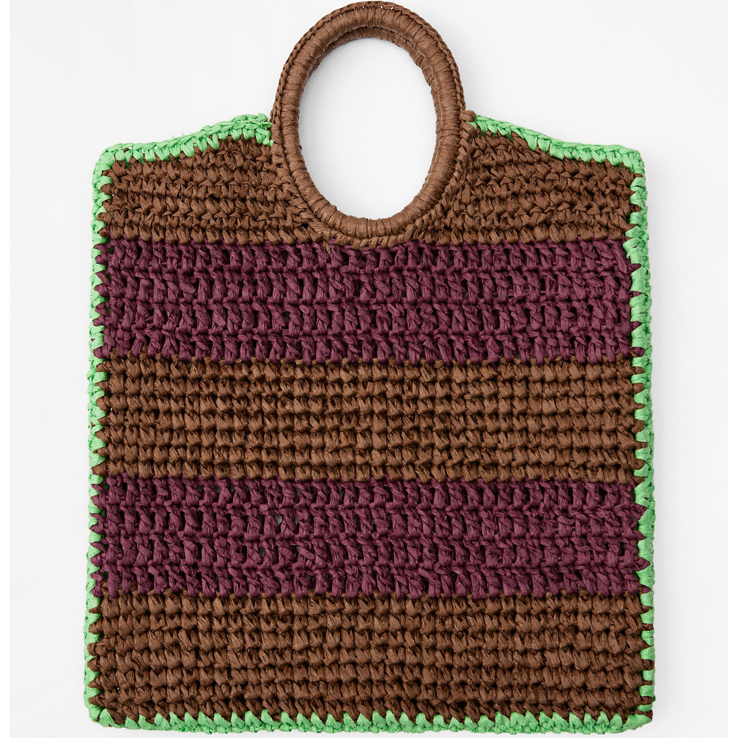 Сумка Zara Striped Crochet-Effect, фиолетовый прямоугольная сумка с круглыми ручками zara баклажановый