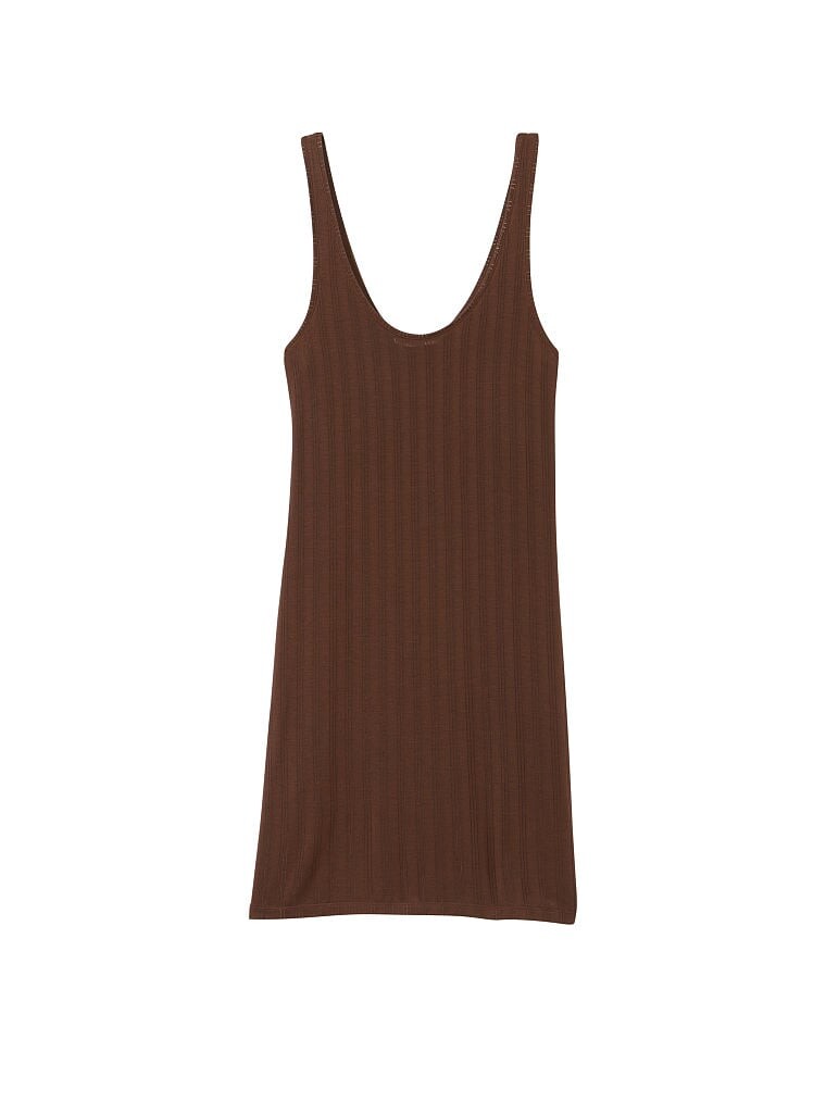 

Ночная рубашка Victoria's Secret Luxe Modal Ribbed, тёмно-коричневый