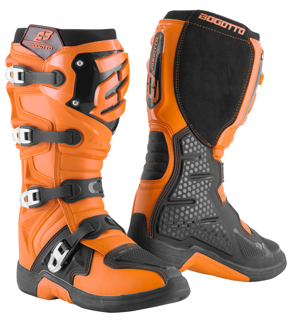 Ботинки для мотокросса Bogotto MX-6 с защитой голени, оранжевый/черный