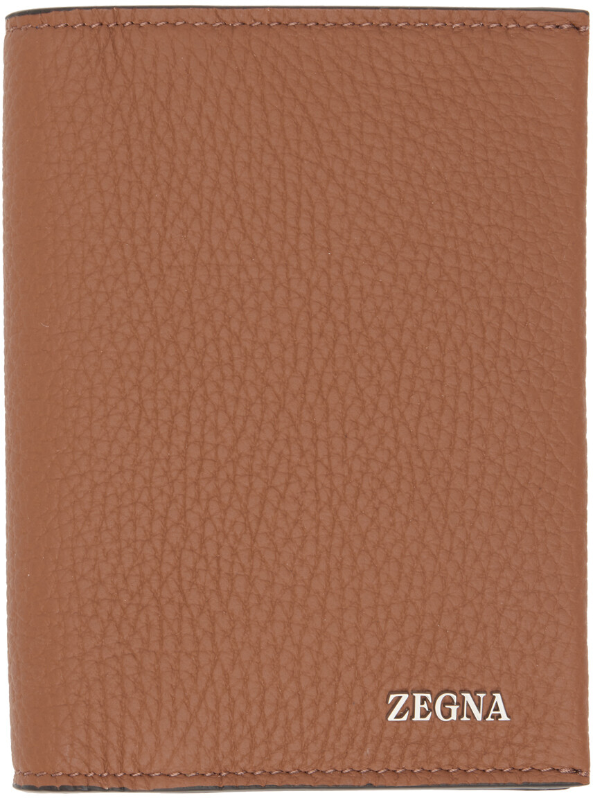 

Коричневая кожаная обложка для паспорта ZEGNA