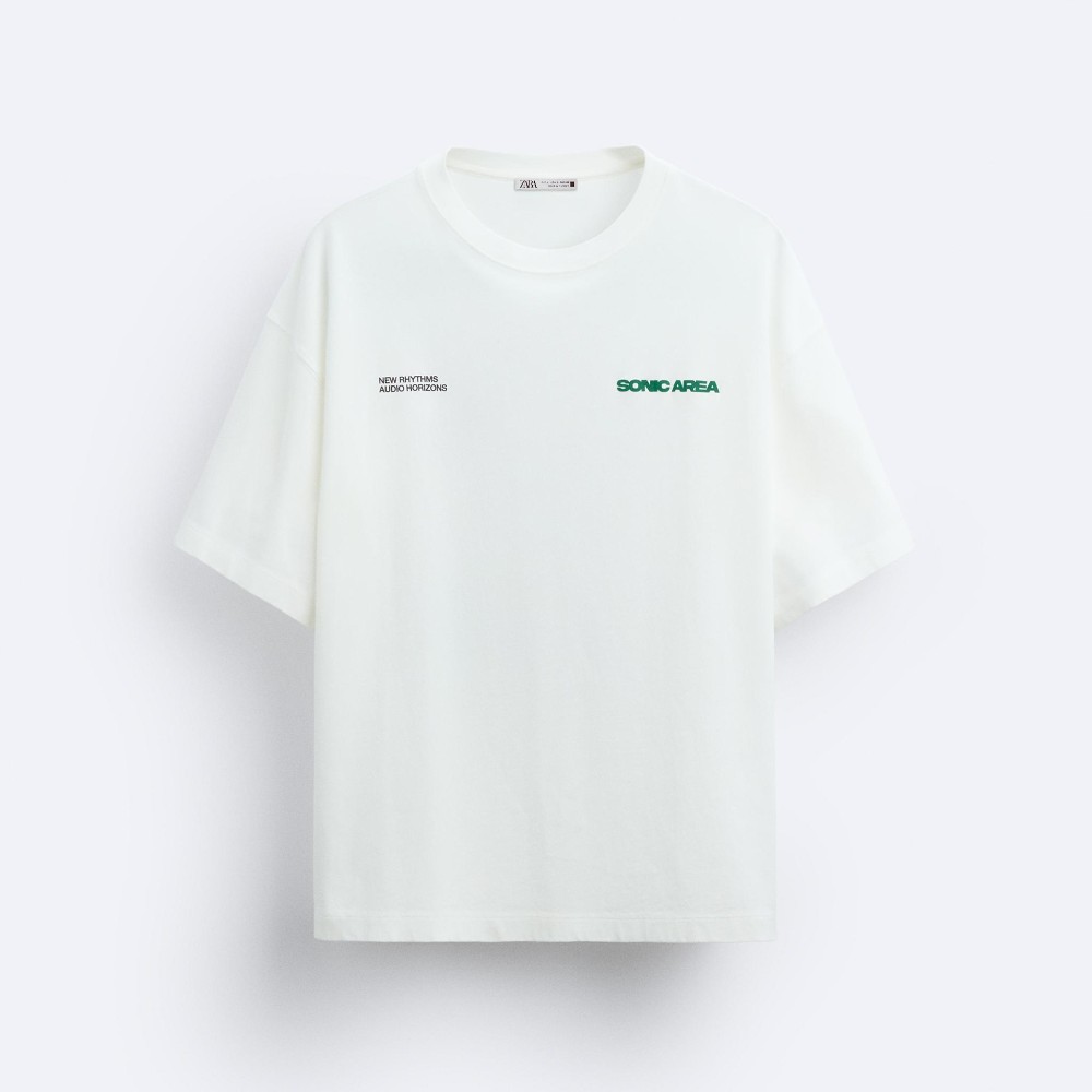 Футболка Zara Slogan Print, белый толстовка худи zara slogan print зеленый