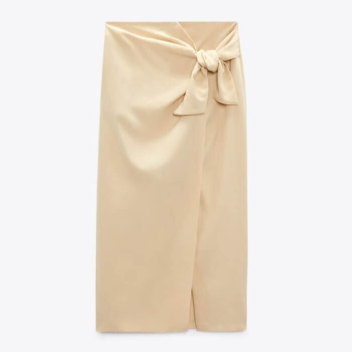 

Юбка Zara Knotted Midi, натуральный