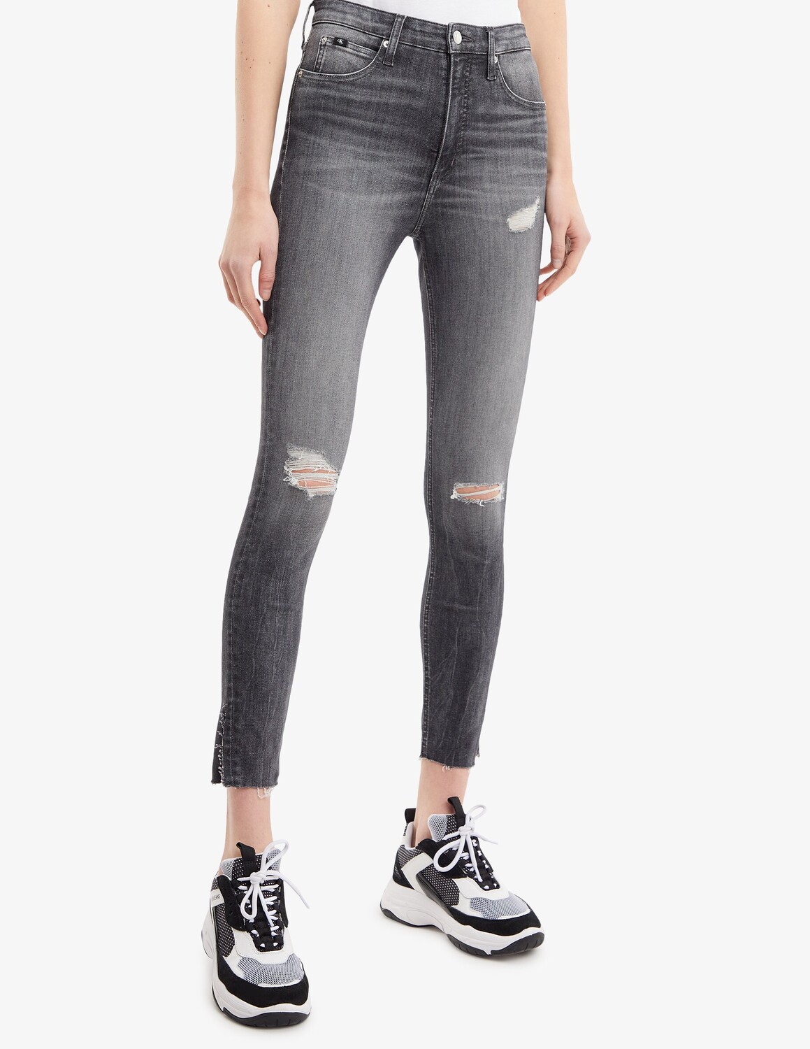 

Джинсы скинни с высокой посадкой Calvin Klein Jeans, серый