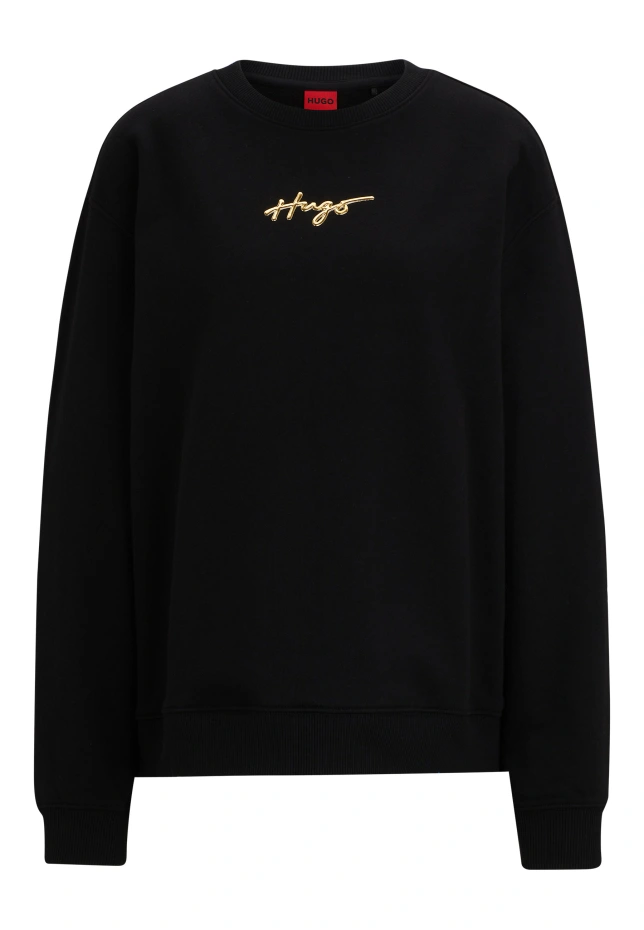 

Толстовка свободного кроя classic crew_1 Hugo, черный