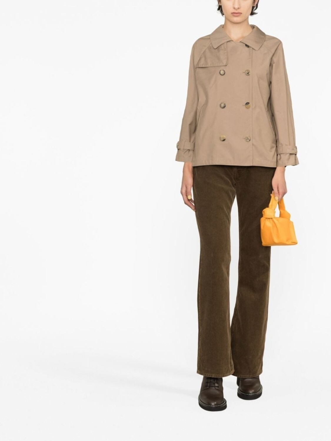 

Max Mara короткий двубортный тренч, коричневый