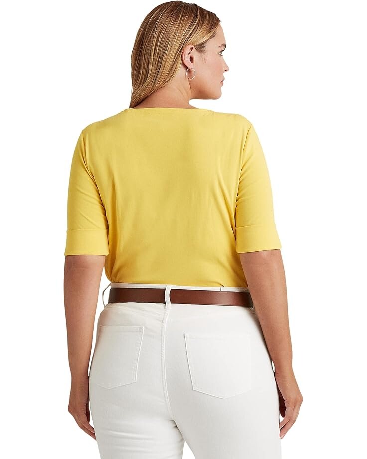 

Топ LAUREN Ralph Lauren Plus Size Stretch Jersey Elbow-Sleeve Top, цвет Yellow Lily