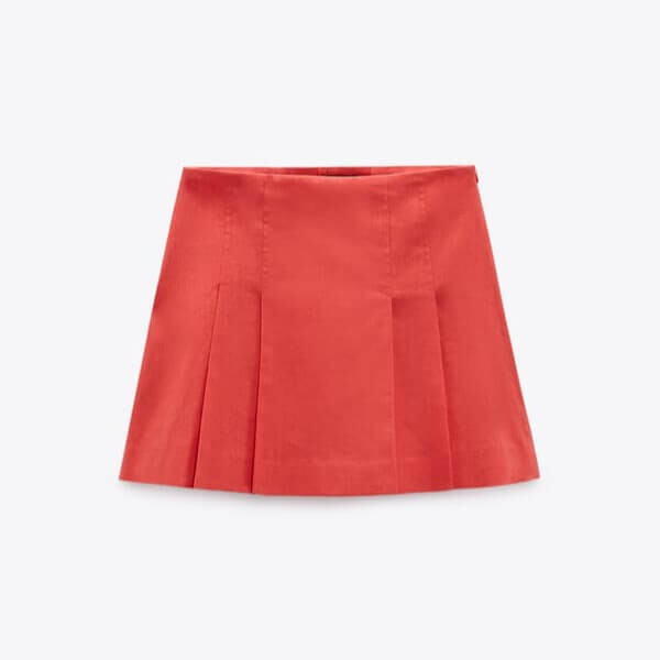 

Юбка-шорты Zara Linen Blend Box Pleat, коралловый