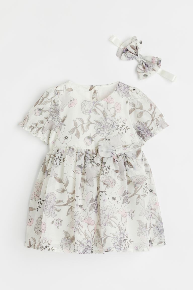 

Платье с аксессуаром H&M, крем/узор